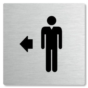 WC muži vlevo, 100x100mm, stříbrná, Nevada